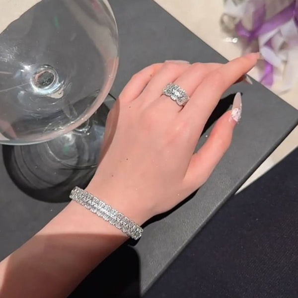 Celebrity woman flavor high-end full diamond bracelet luxury light luxury gorgeous style silver sparkling bracelet high-end sense