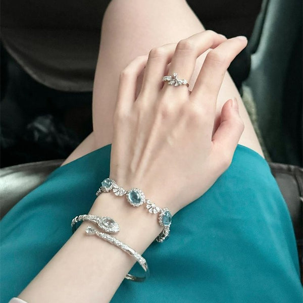 Light luxury topa stone snake opening bracelet women's vingate versatile cold feeling bracelet sweet cool spice girl style bracelet