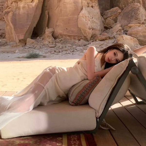 Pure desire, sexy, spicy girl, backless vacation, backless mesh, wrapped buttocks, suspender dress, socialite, queen, wrapped buttocks, long skirt
