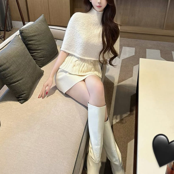 Pure desire sexy babes knitted cape shawl autumn and winter chic slim slim sweater jacket top niche design