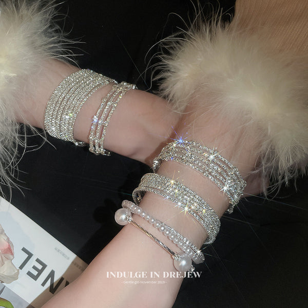 Pearl Elastic Bracelet for Women New High-End Sense Bracelet Light Luxury Niche Exquisite Summer Versatile Hand Jewelry