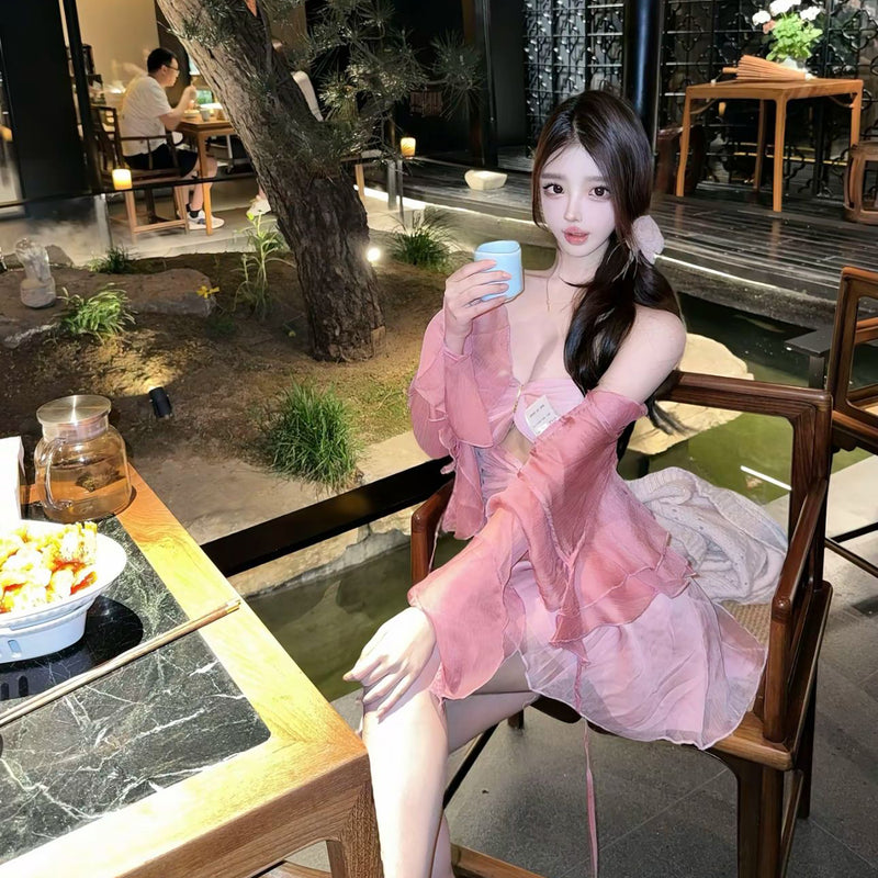 Pure Desire Style Sexy Hot Girl Strapless Flowing Tulle Mermaid Dress Women Summer New Slim Fit Birthday Long Dress Women