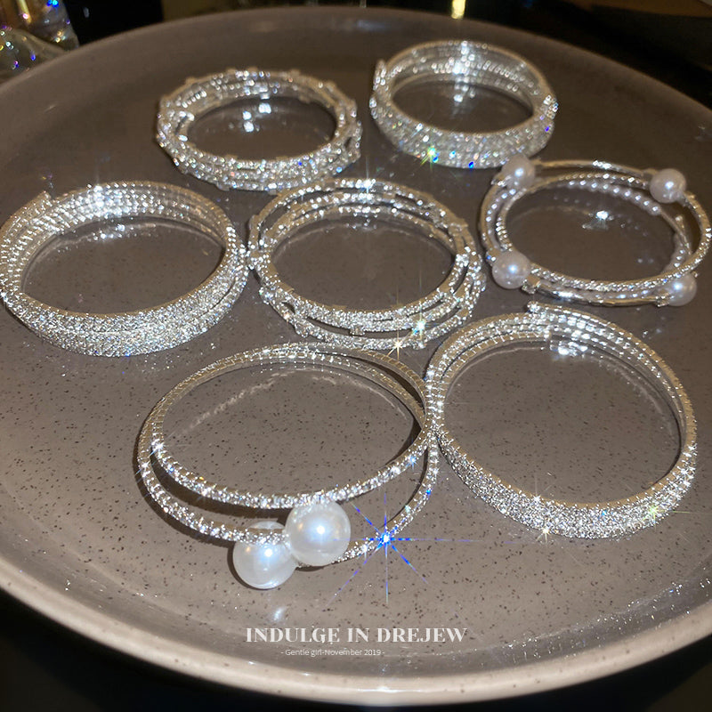 Pearl Elastic Bracelet for Women New High-End Sense Bracelet Light Luxury Niche Exquisite Summer Versatile Hand Jewelry