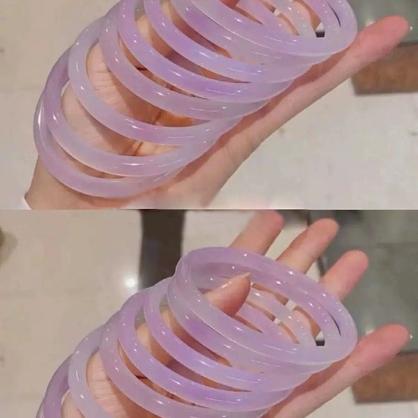 Imitation Jade Thin Strip Bracelet Ding Dong Step Ancient Style One Sound Glass Hanfu Bestie Bracelet Purple Bracelet Bell Bracelet
