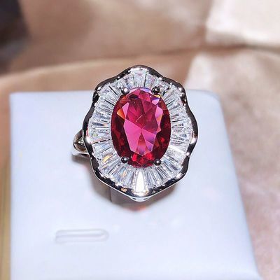 Romantic Sexy Temperament Exaggerated Ring Red Full Diamond Flower Haoshi Personalized Index Finger Ring Rhinestone Gift Ring