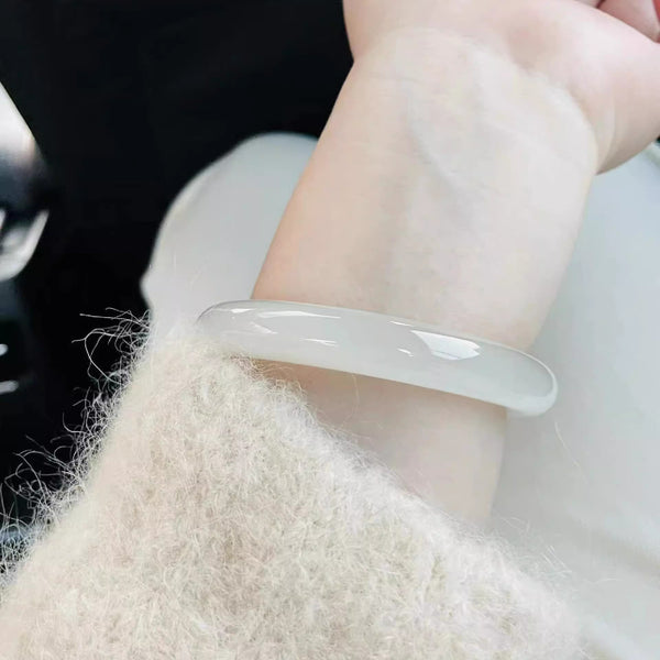 10mm New Chinese Style Ice Transparent White Agate White Moonlight Bracelet Imitation Agate Bracelet Lychee Frozen Round Bracelet Trendy Women