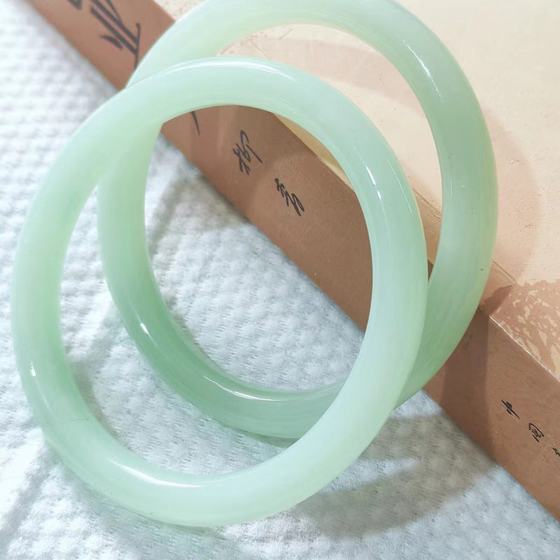 10mm New Chinese Style Ice Transparent White Agate White Moonlight Bracelet Imitation Agate Bracelet Lychee Frozen Round Bracelet Trendy Women