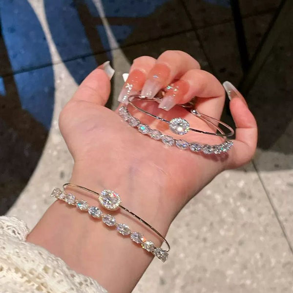 Pure desire sexy rhinestone double-layer bracelet extravagant thousand gold wind bride bracelet sparkling diamond double ring bracelet women's fashion