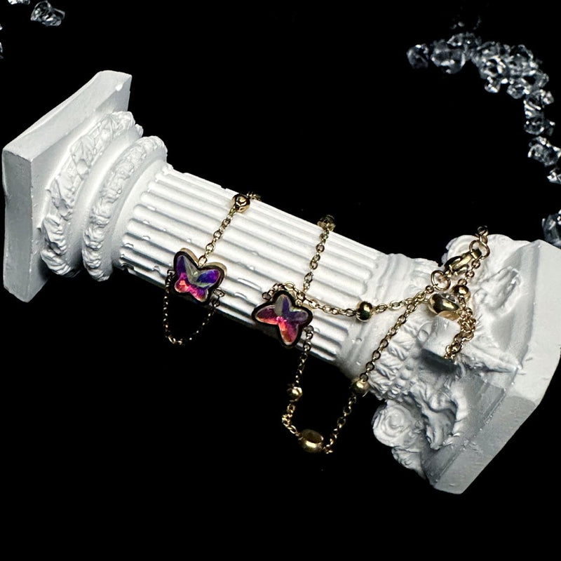 ins Super Immortal Couple Butterfly Symphony Bracelet Fashion Retro Western Regions Antique Photo Bracelet Ring Integration