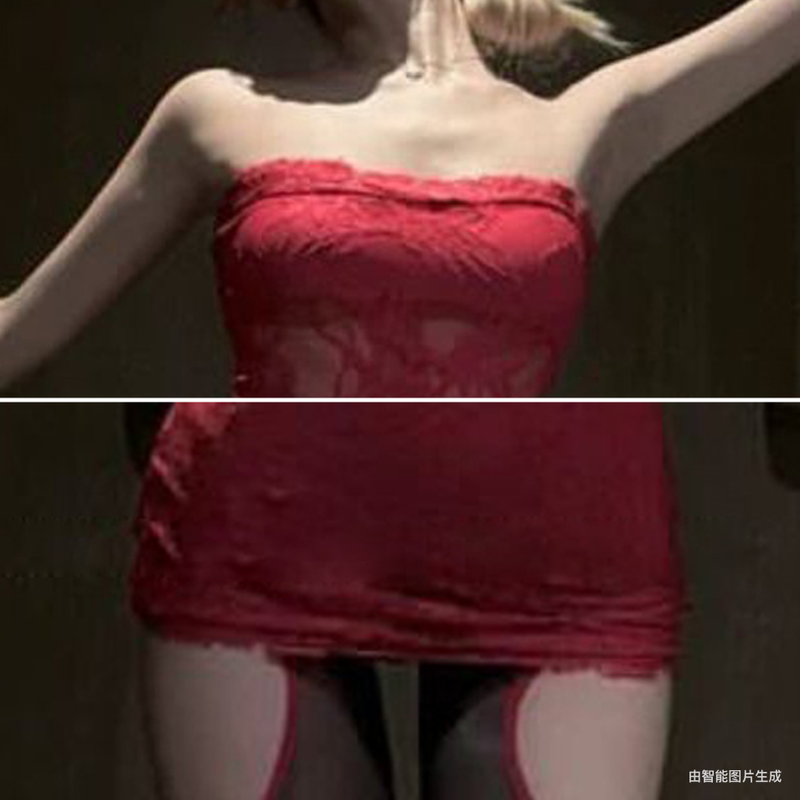 Pure Desire Style Sexy Hot Girl Off-Shoulder Red Lace Tube Dress Hot Girl Waist-Cinching Bodycon Dress