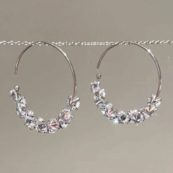 Cold wind foreign gas anti-allergic rhinestone large earrings niche design crystal circle earrings Internet celebrities