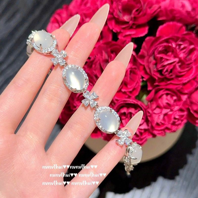 Thousand gold style noble flower opal luxury frozen white ring high ice transparent light luxury national style new Chinese ring