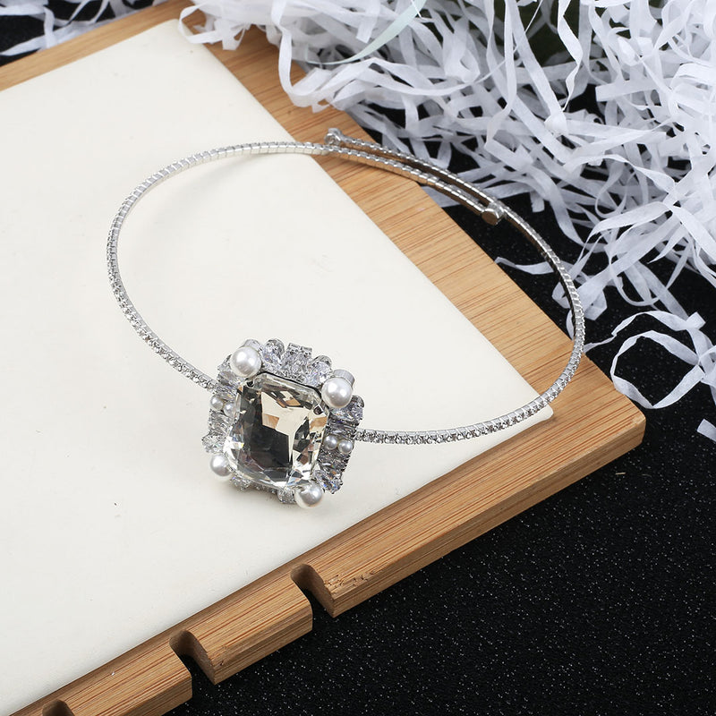 Choker Flash Diamond Necklace Square Diamond Design Sense Niche Neck Chain Wedding Dress Accessories Nightclub Disco Choker
