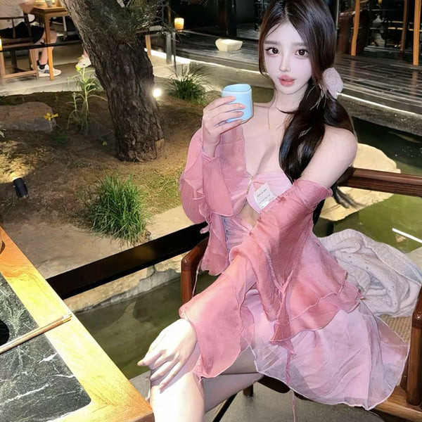 Pure Desire Style Sexy Hot Girl Strapless Flowing Tulle Mermaid Dress Women Summer New Slim Fit Birthday Long Dress Women