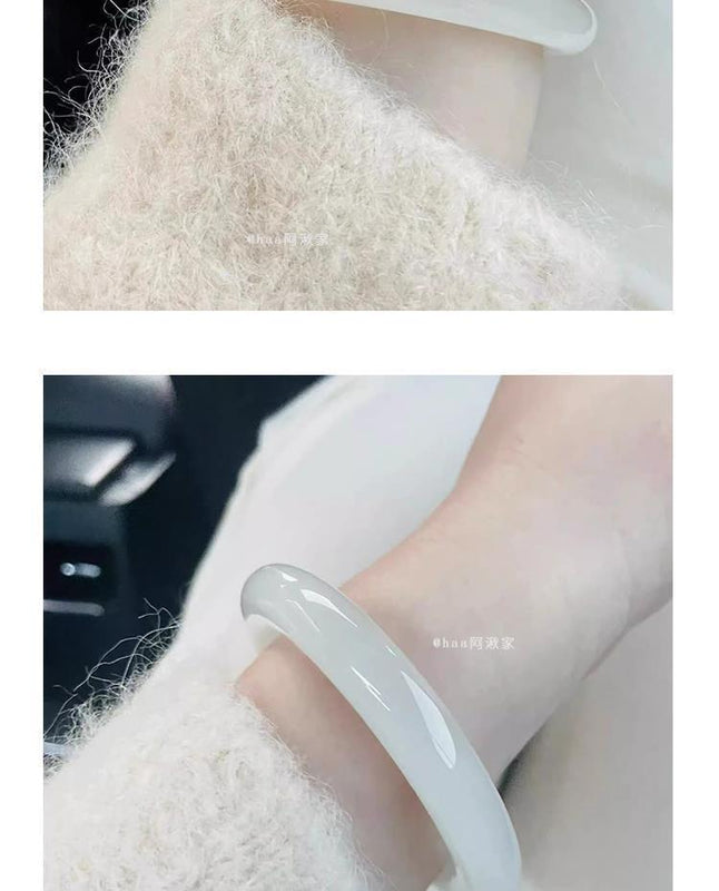10mm New Chinese Style Ice Transparent White Agate White Moonlight Bracelet Imitation Agate Bracelet Lychee Frozen Round Bracelet Trendy Women