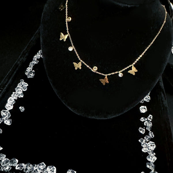ins wind super fairy necklace fringed collarbone chain butterfly fairy golden noble necklace