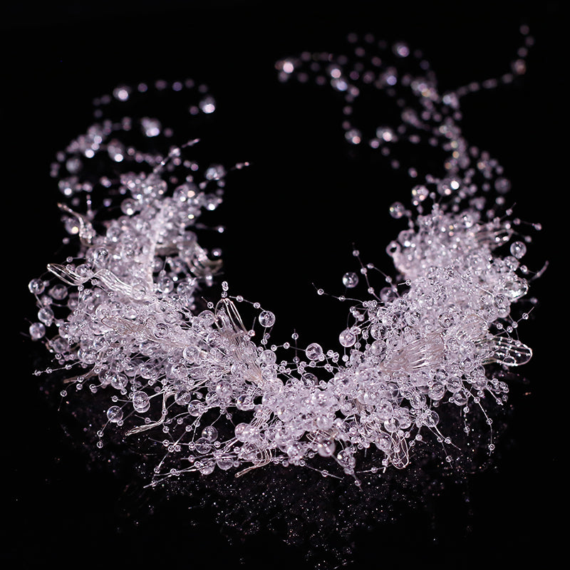 2024 New Forest Style Fairy Bride Hair Accessories Toast Dress Crown Crystal Transparent Side Clip Hairband Fairy Accessories