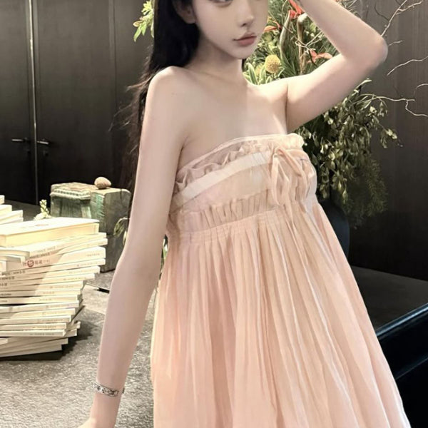 Pure Desire Style Sexy Hot Girl Pink Strap Dress for Women Summer Beach Vacation Slimming Beach Bodycon Short Dress