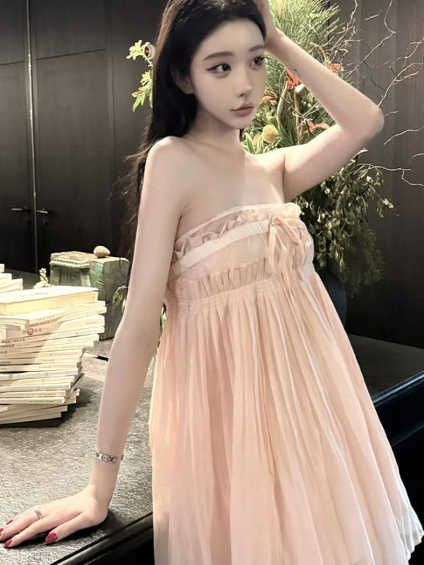 Pure Desire Style Sexy Hot Girl Pink Strap Dress for Women Summer Beach Vacation Slimming Beach Bodycon Short Dress