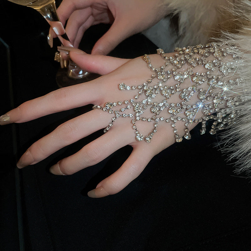 Silver Sparkling Diamond Bracelet for Women, Light Luxury Niche High-end Exquisite Accessory, 2025 New Hot Design Sense Jewelry