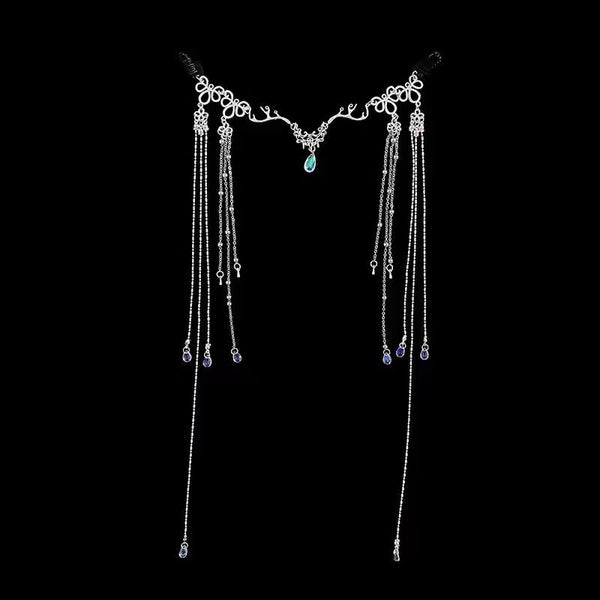Bridal Hair Accessories Fairy Eyebrow Pendant Bow Tassel Pearl Hair Clip Female Fairy Mori Style Crystal Tassel Hair Accessories