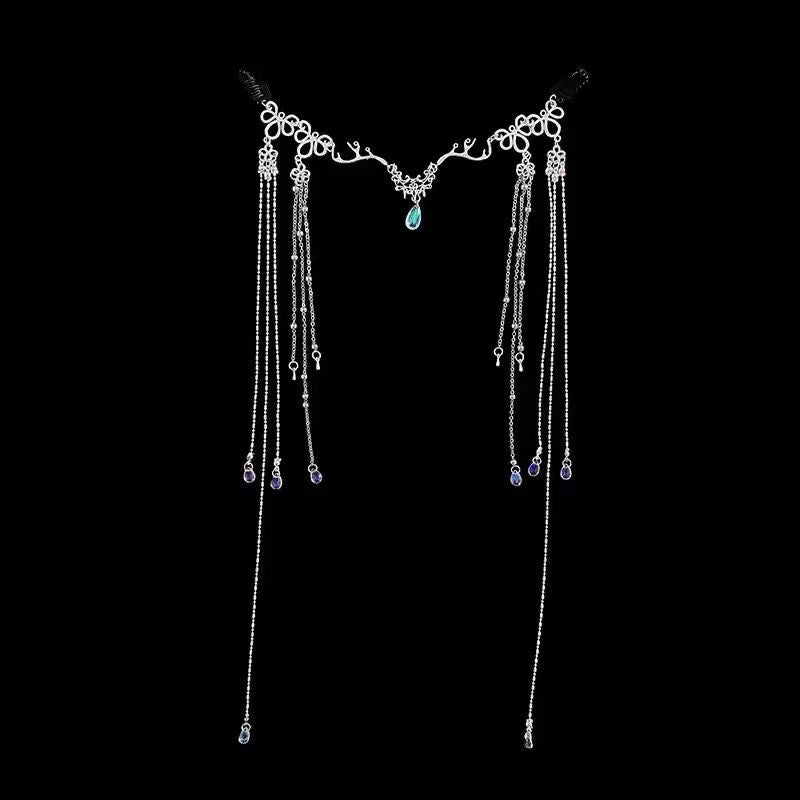 Bridal Hair Accessories Fairy Eyebrow Pendant Bow Tassel Pearl Hair Clip Female Fairy Mori Style Crystal Tassel Hair Accessories