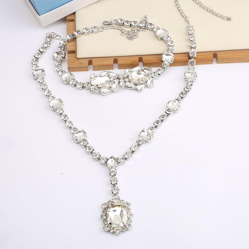 European and American Retro Heavy Craft Gorgeous Fox Necklace Full Zircon Evening Dress Accessory Chain Light Luxury Clavicle Chain Choker for Women