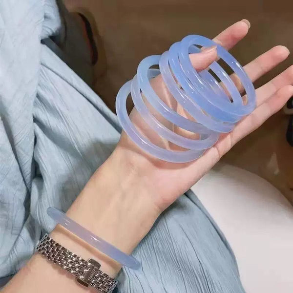 One Step Glass One Ring Imitation Jade Dingdang Thin Strip Bracelet Forbidden Step Ancient Style Blue Bracelet