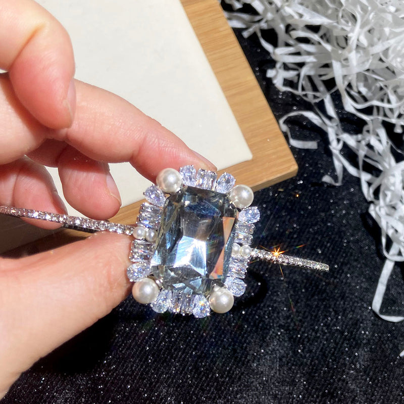 Choker Flash Diamond Necklace Square Diamond Design Sense Niche Neck Chain Wedding Dress Accessories Nightclub Disco Choker