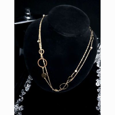 Unisex Sexy Double Necklace Ring Gold Necklace Sweater Chain
