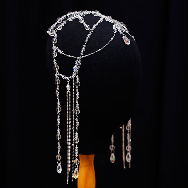 Korean Style Super Fairy Bride Hair Accessories Forest Style Crystal Tassel Forehead Ornament Brow Pendant Wedding Style Makeup Wedding Hair Accessories for Women