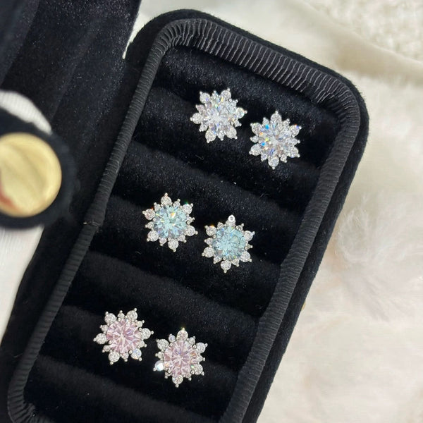 Snowflake ear studs, cochlear implants, non removable, exquisite and versatile earrings for commuting