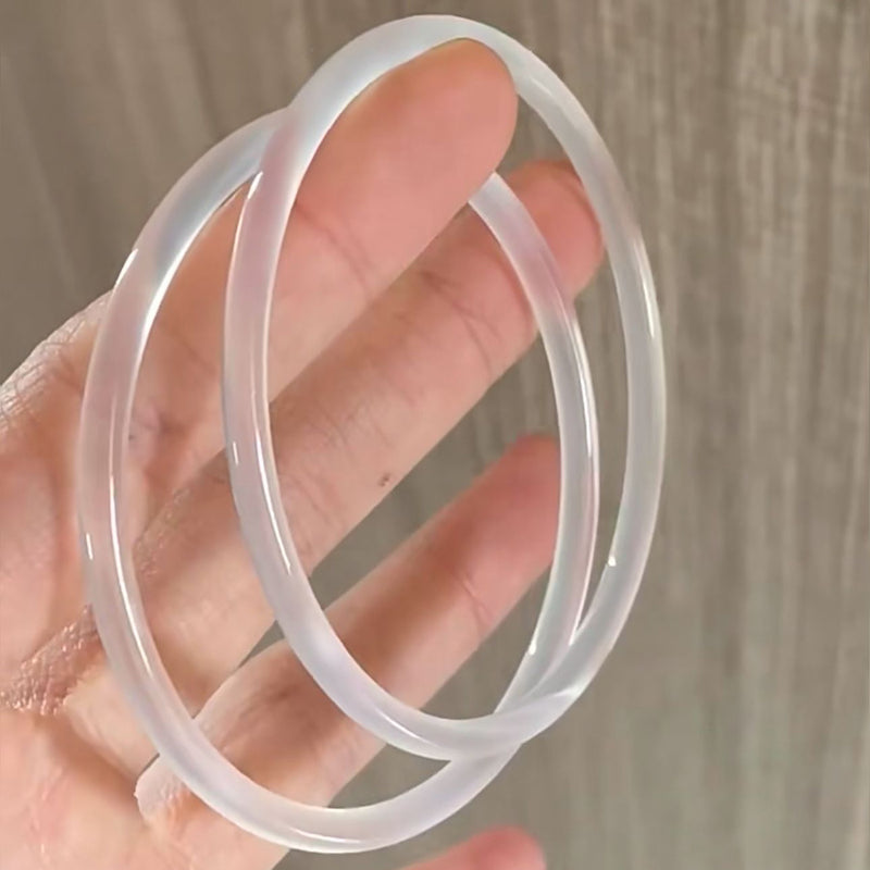 One Step Glass One Sound Imitation Jade Dingdang Bell Thin Strip Bracelet Ancient Style Hanfu Transparent Bracelet