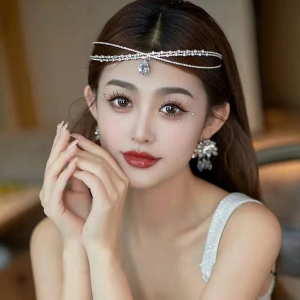Princess style sweet birthday necklace zircon necklace collarbone chain headwear dual-use versatile rhinestone double row necklace for women