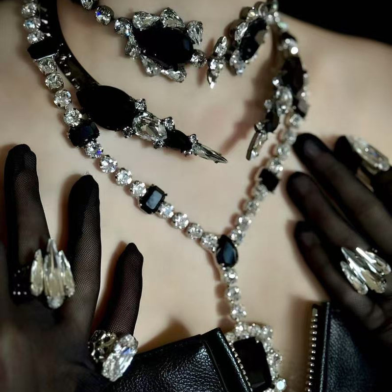 European and American Retro Heavy Craft Gorgeous Fox Necklace Full Zircon Evening Dress Accessory Chain Light Luxury Clavicle Chain Choker for Women