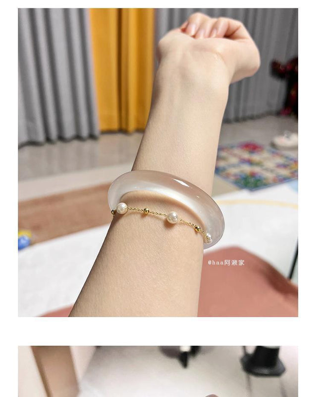 10mm New Chinese Style Ice Transparent White Agate White Moonlight Bracelet Imitation Agate Bracelet Lychee Frozen Round Bracelet Trendy Women