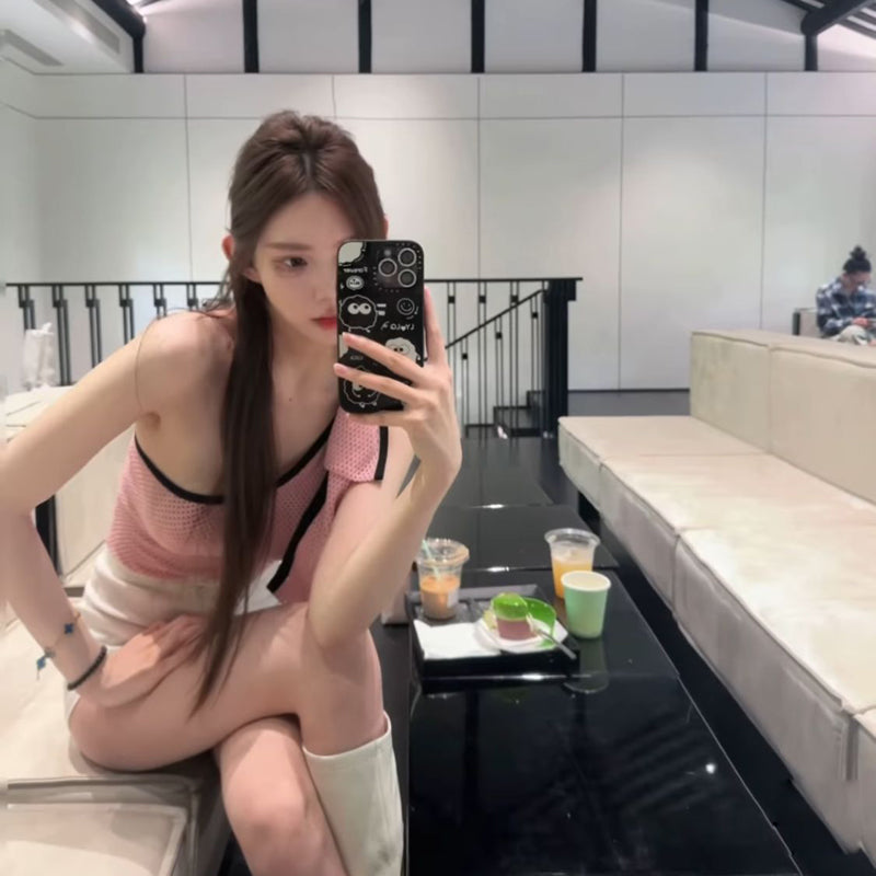 Pure Desire Style Sexy Hot Girl Halter Neck Strap Vest Women Summer Beach Vacation Slimming Beach Bowknot One-shoulder Top