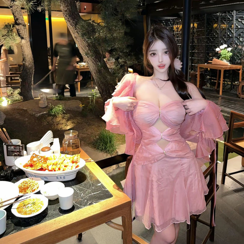 Pure Desire Style Sexy Hot Girl Strapless Flowing Tulle Mermaid Dress Women Summer New Slim Fit Birthday Long Dress Women