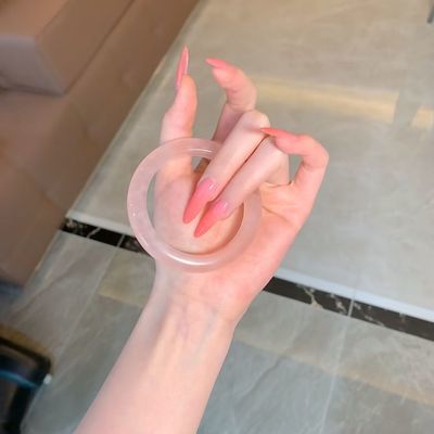 Ancient Style Chinese One-Step Glass Cat's Eye Stone Imitation Jade Bracelet Jade Bracelet Same Style Pink Bracelet Sweet