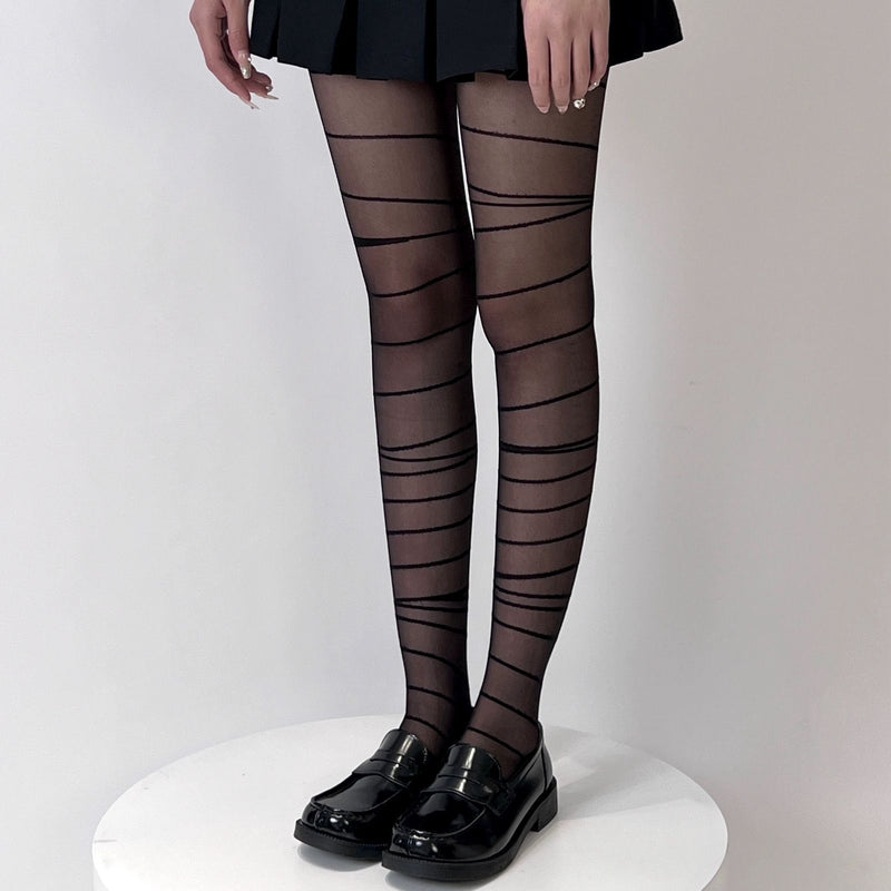 Printed Ultra-thin Pantyhose Anti-snag Spring Summer Base Pattern Tattoo Black Sexy Black Stockings
