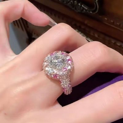 Sweet Full Diamond Luxury Sterling Silver Carat Temperament Ring Diamond Ring Ring Premium Girlfriend