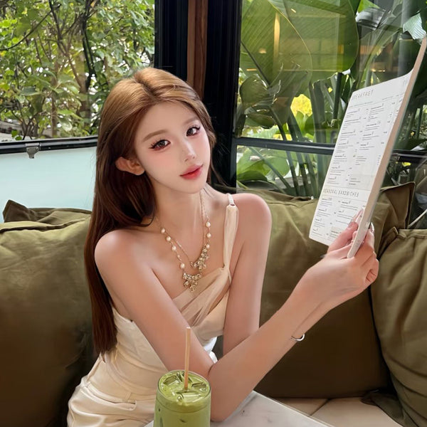 Pure Desire Style Sexy Hot Girl White Mesh Patchwork Sexy Strapless Off-Shoulder Vest with Chest Pad Short Top for Summer