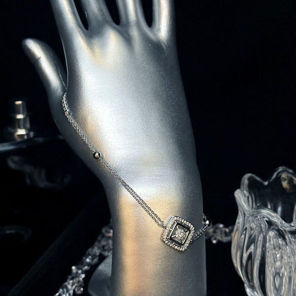 Couple Wrist Rhinestone Square Diamond Silver Extravagant Thousand Gold Style Fashion Bracelet