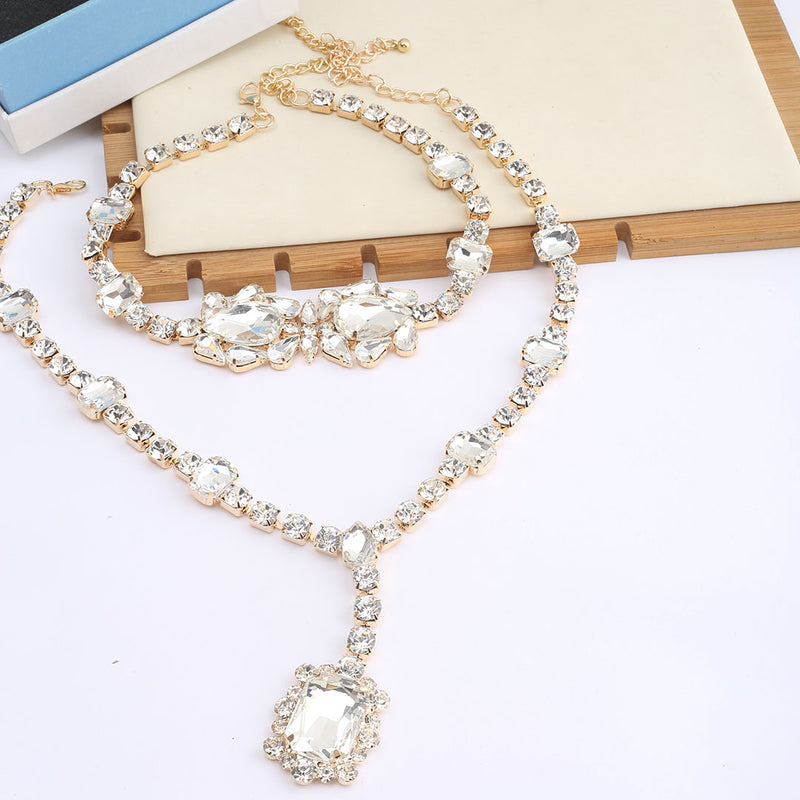 European and American Retro Heavy Craft Gorgeous Fox Necklace Full Zircon Evening Dress Accessory Chain Light Luxury Clavicle Chain Choker for Women