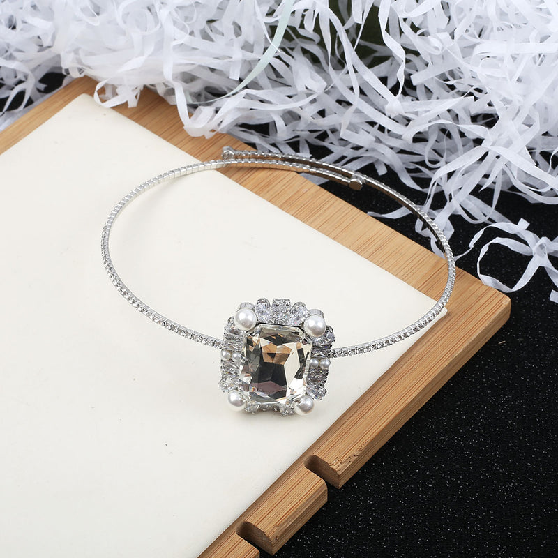 Choker Flash Diamond Necklace Square Diamond Design Sense Niche Neck Chain Wedding Dress Accessories Nightclub Disco Choker