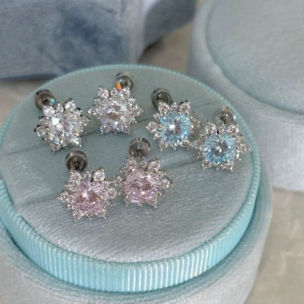 Snowflake ear studs, cochlear implants, non removable, exquisite and versatile earrings for commuting