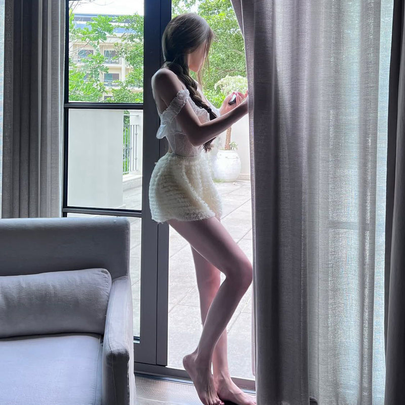 Pure Desire Style Sexy Hot Girl Cake Shorts Age-Reducing Girl High-Waisted Loose Layered Sweet and Spicy Shorts Summer