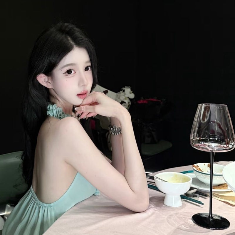 Pure Desire Sexy Hot Girl Hollow Out Tie Strap 3D Flower Washed Tube Top Vest for Women Summer Beach Vacation Halter Backless Vest