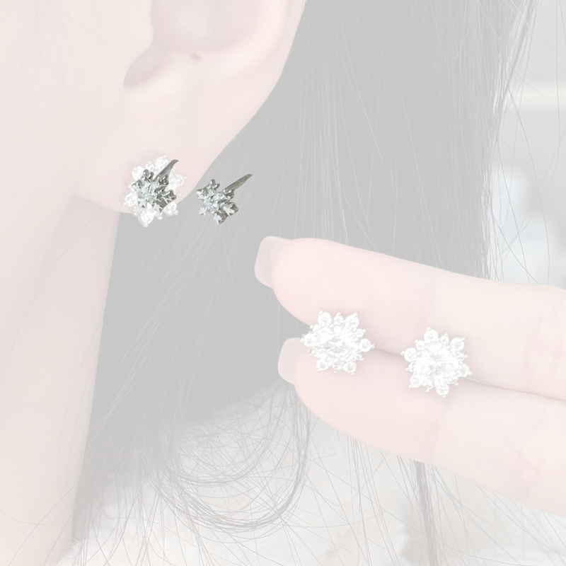 Snowflake ear studs, cochlear implants, non removable, exquisite and versatile earrings for commuting