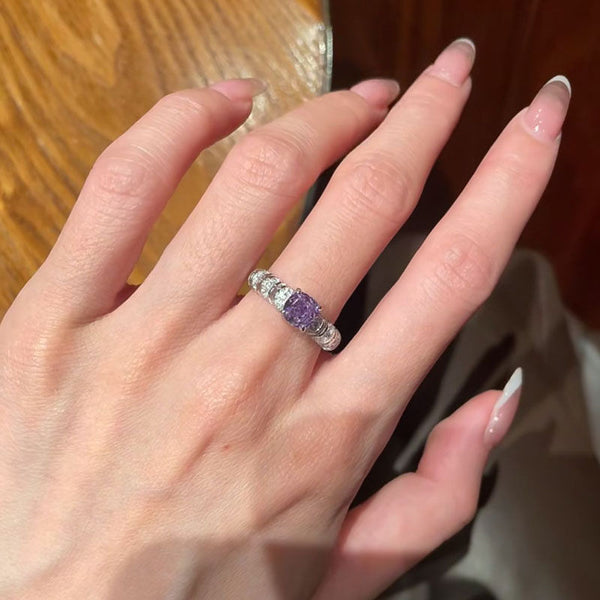 Medieval temperament retro light luxury high-grade purple zircon index finger ring light luxury sweet niche ring girl ring